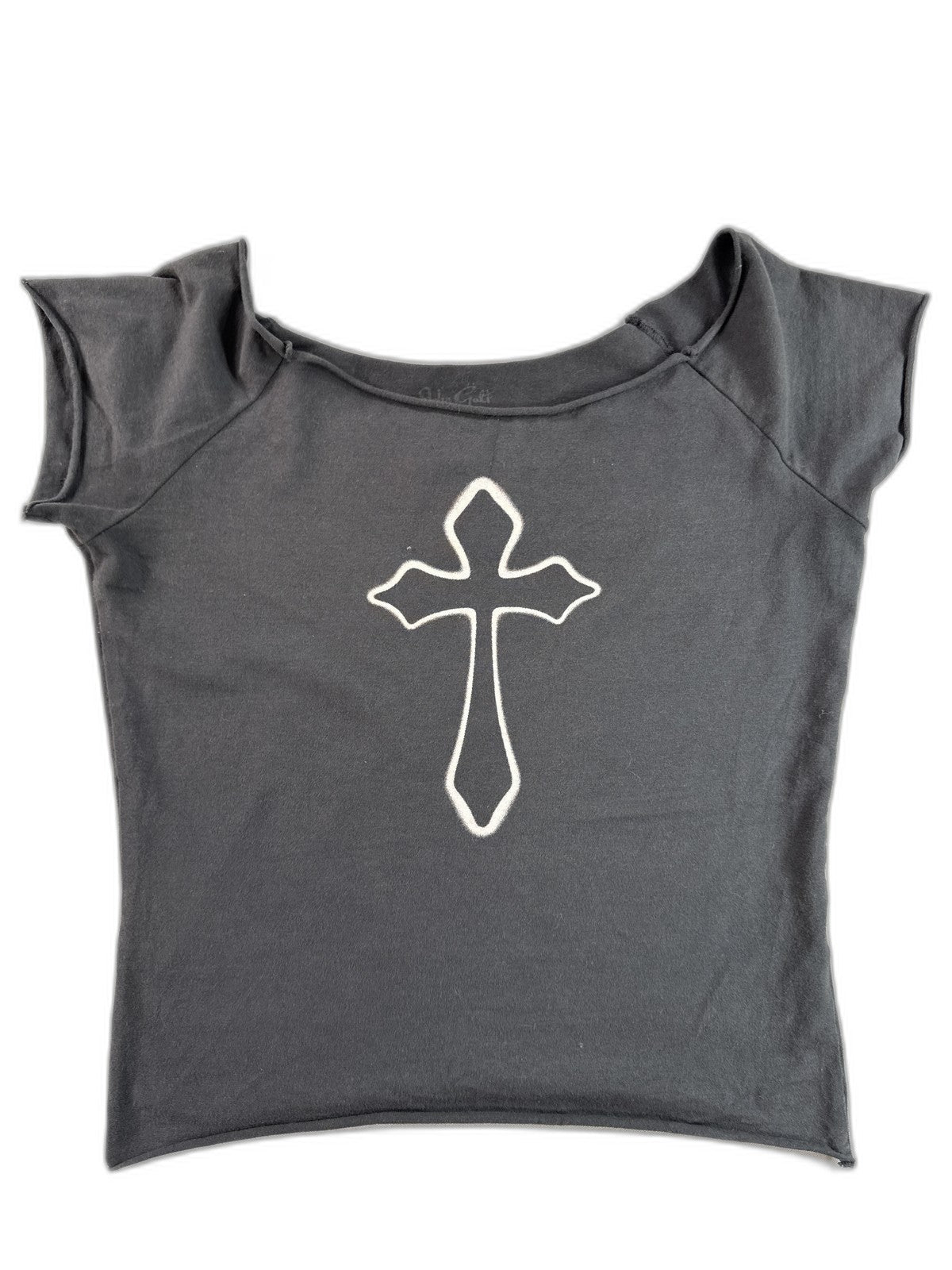 Galt Cross Graphic Tee 160 160/84A Black Cotton Gothic Religious Streetwear Boat