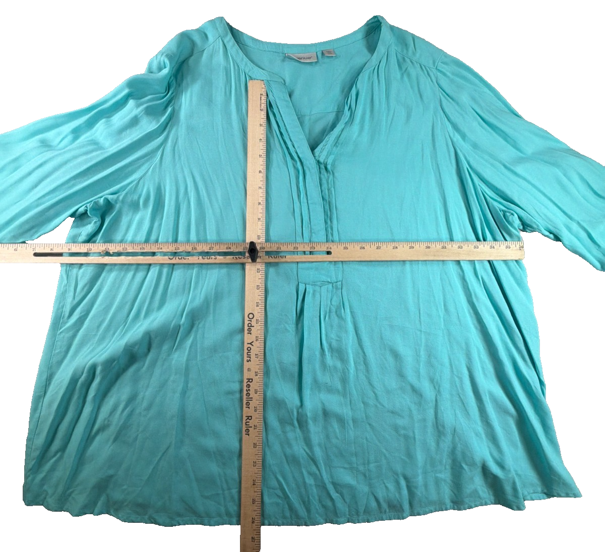 Avenue Aqua Rayon Peasant Blouse Womens 22/24 Plus Roll Tab Tunic Top Boho