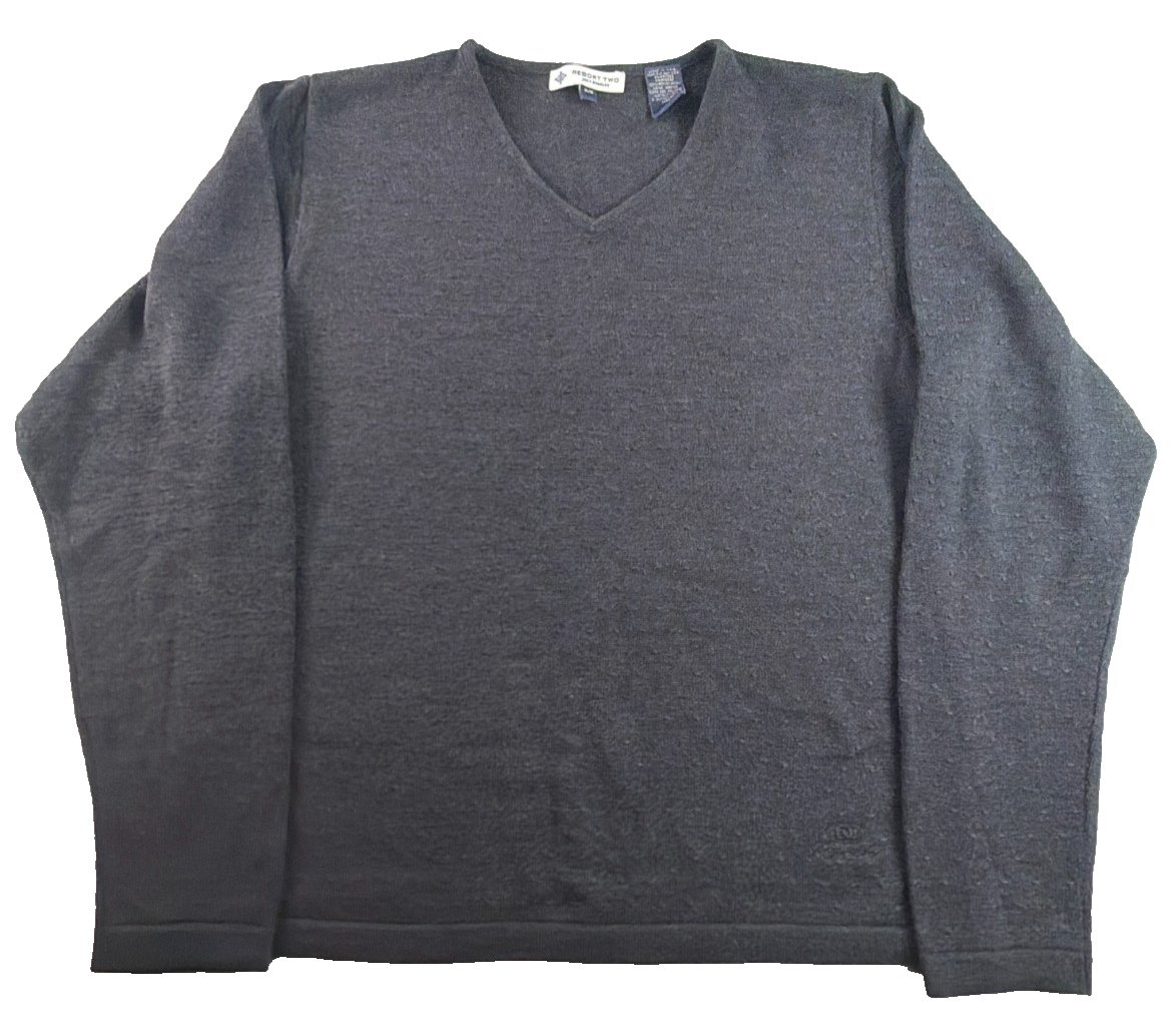 Resort Two Joey Rodolfo Gray Merino Wool V Neck Sweater Mens Medium USA