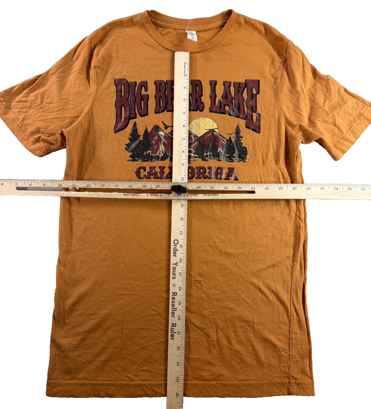 Big Bear Lake California Lane Seven LST002 Mustard Graphic Mountain Tee Mens M