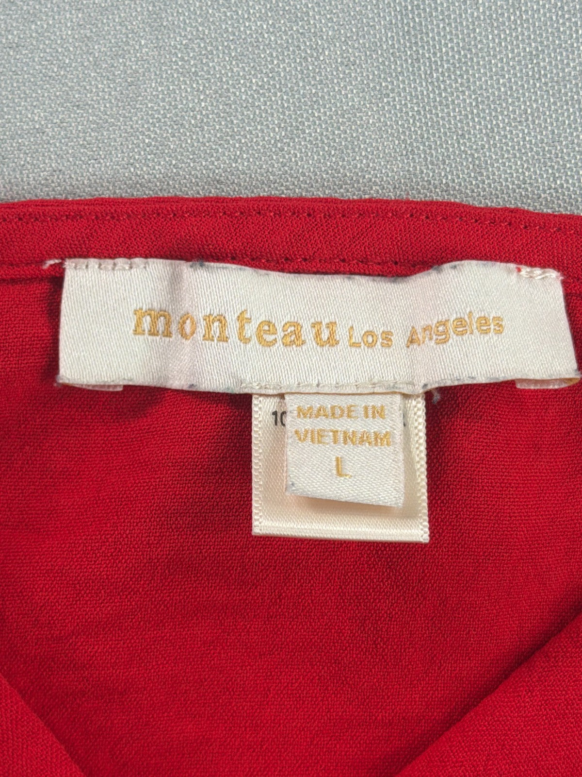 Monteau Los Angeles Red Double Strap Cami Tank Top Women Large V Neck Flowy