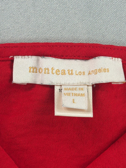 Monteau Los Angeles Red Double Strap Cami Tank Top Women Large V Neck Flowy