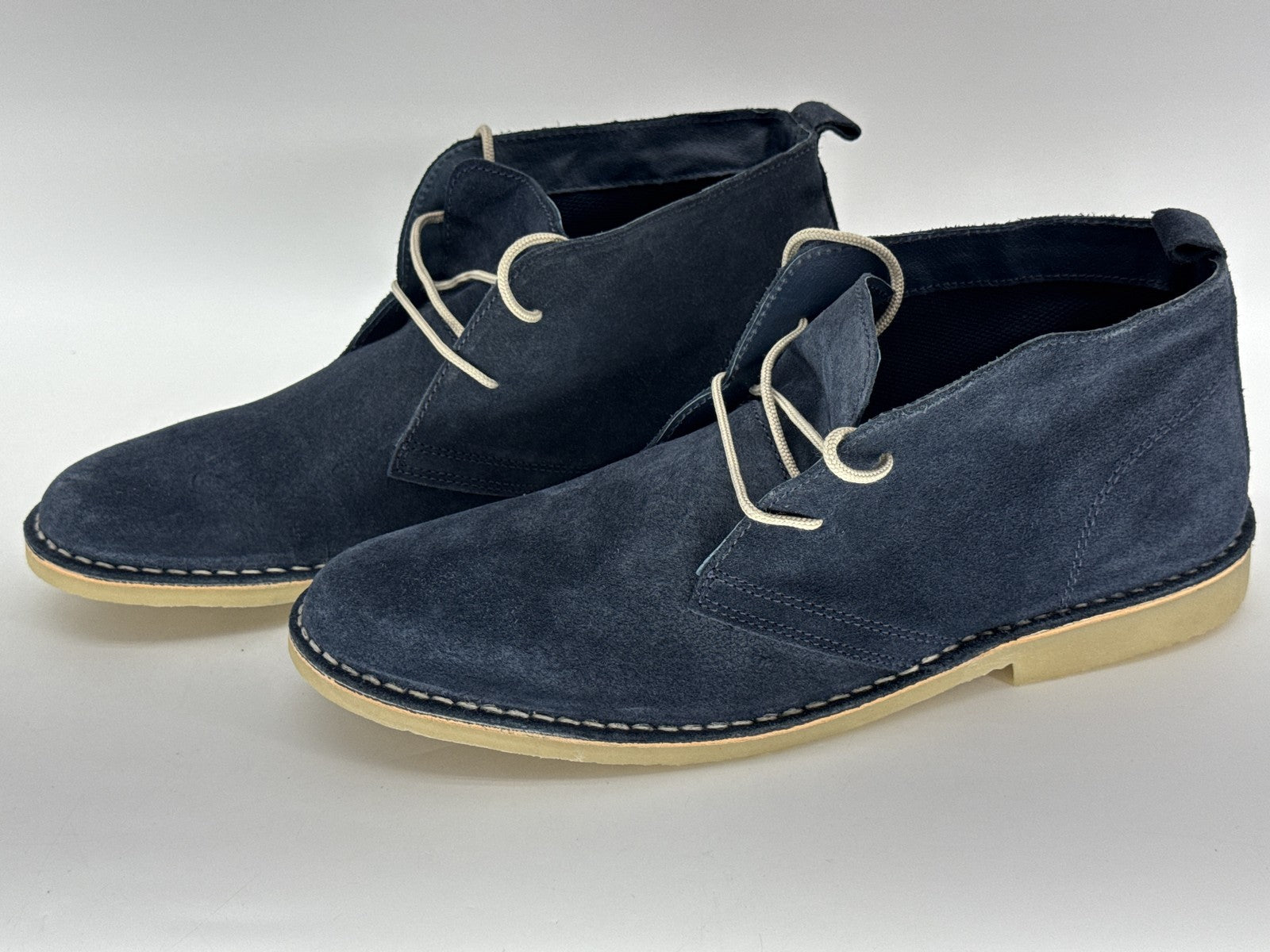 Kurt Geiger Chukka Boots Mens 45 Navy Suede Lace Up Ankle Dress Stylish Genuine