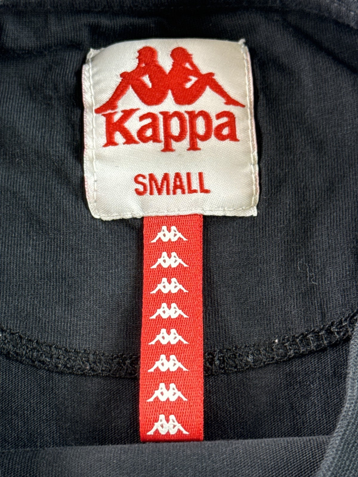 Kappa Mens T-Shirt Small Black Big Logo Spell Out Omini Short Sleeve Tee