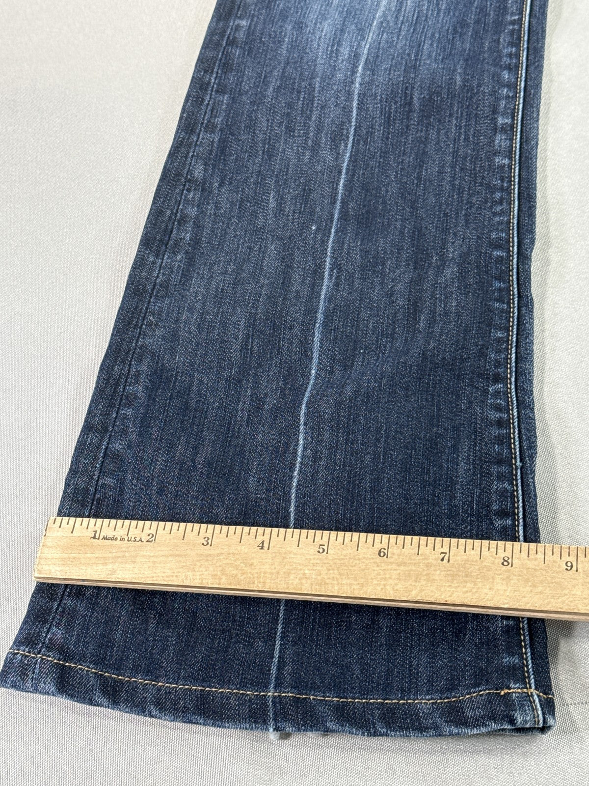 Paige Bootcut Jeans Womens 25 Blue Cotton Polyester Regular Fit Dark Wash Mid
