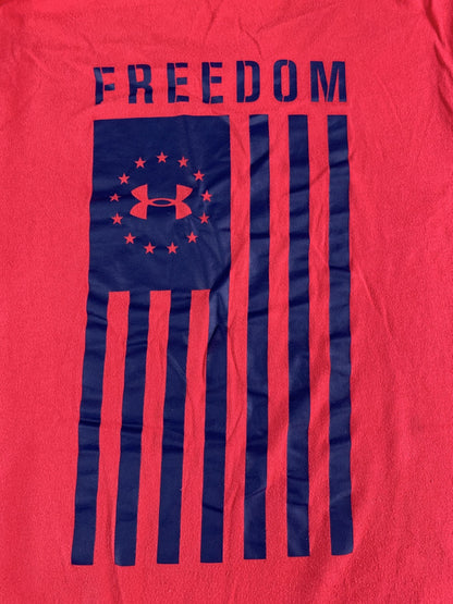 Under Armour Shirt Mens Small Red HeatGear Freedom Patriotic USA Flag Tee NWT
