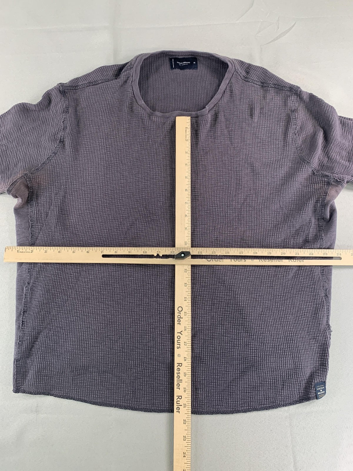 Lucky Brand Shirt Mens Extra Large Gray Waffle Knit Long Sleeve Thermal Casual