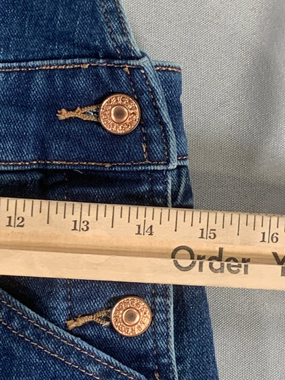 Express Womens Denim Overalls 0 Dark Wash Fray Hem Distressed Stretch Jeans 5736