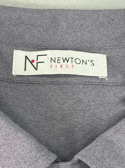 Newtons First Polo Shirt Mens 2XL Gray Long Sleeve Stretch Casual Pocket Top