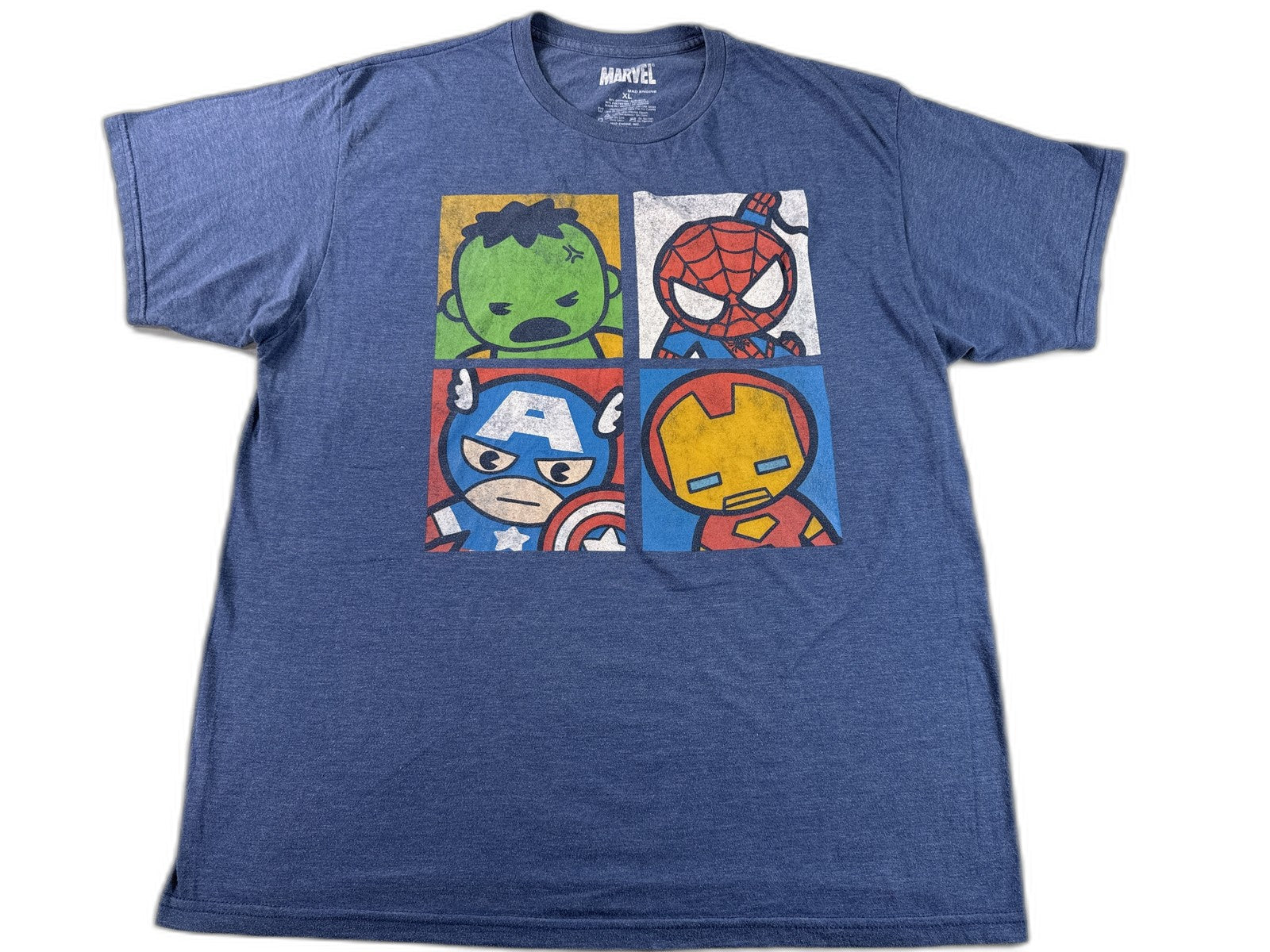 MARVEL Avengers Graphic Tee Superhero XL Blue Cotton Polyester Crewneck Short