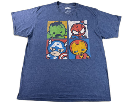 MARVEL Avengers Graphic Tee Superhero XL Blue Cotton Polyester Crewneck Short