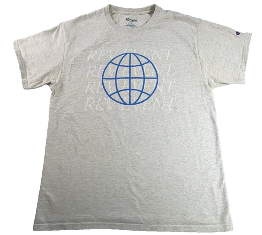 Champion Rev Event Globe Graphic Mens Large Gray Heather Tee Authentic Athletic