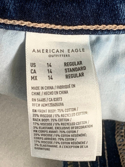 American Eagle Ripped Jeans 14 32x25 High Rise Distressed Rigid Floral Embroider