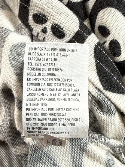 American Eagle Skull Kawaii Sweater M Black White Polyester Elastane Pullover