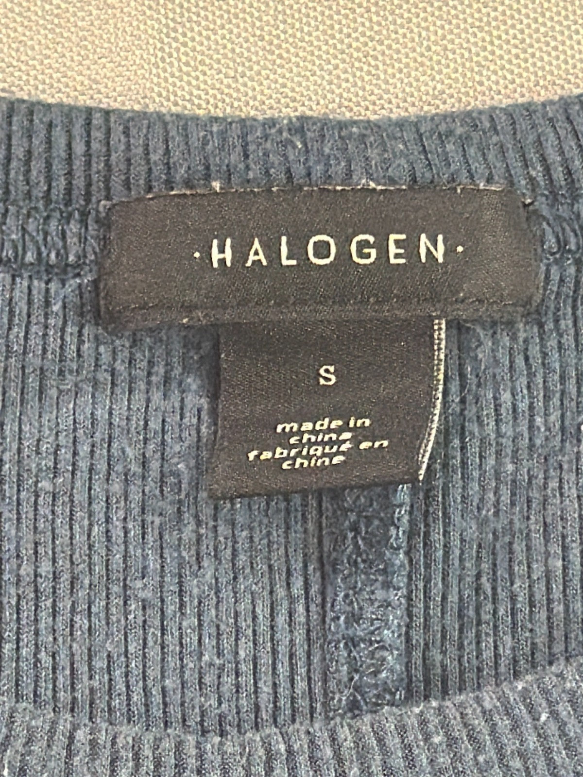 Halogen Nordstrom Ribbed Rayon Tank Top Slate Blue Crewneck Fitted Small Apparel