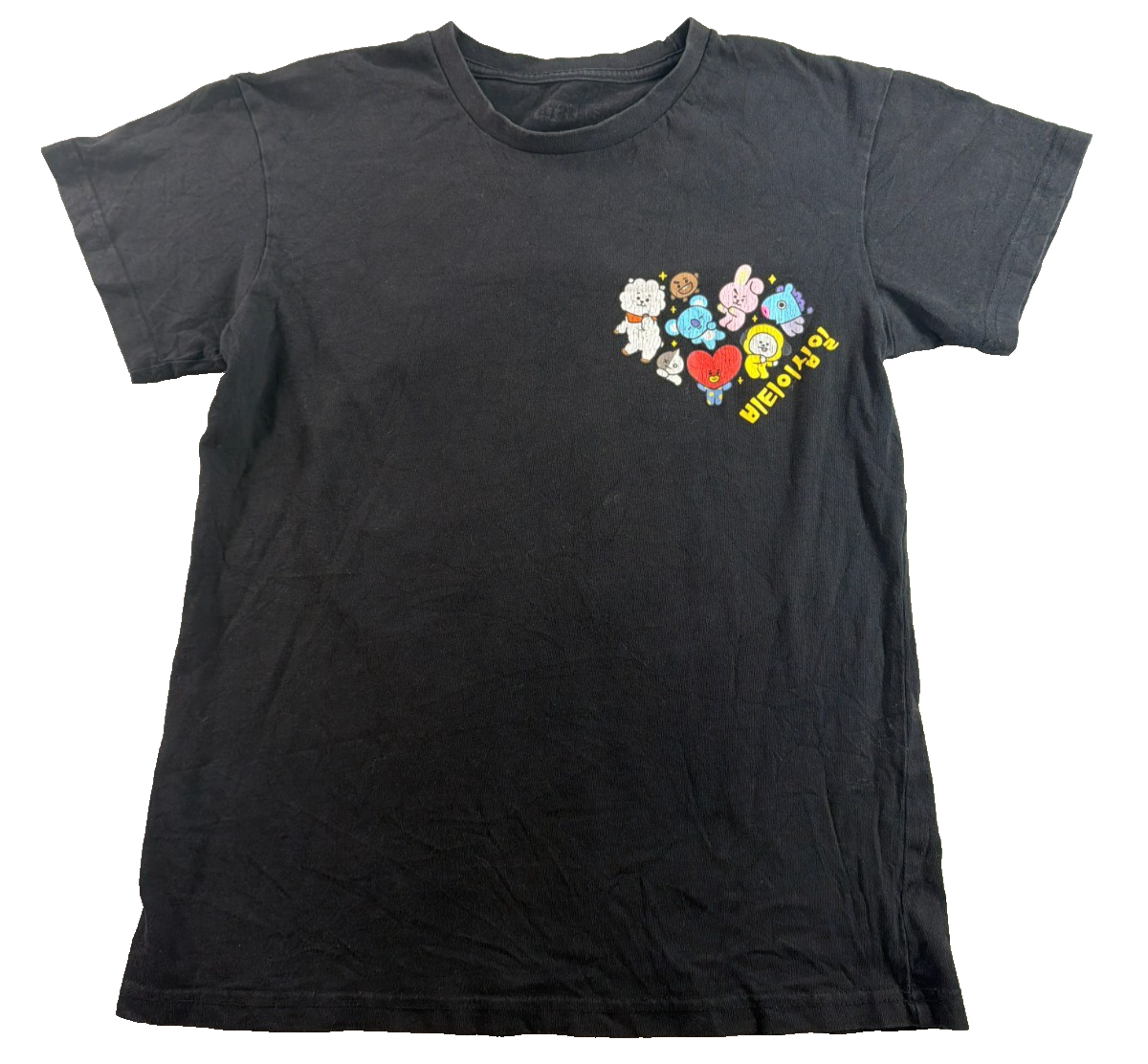 BT21 BTS Characters 2-Sided Graphic T-Shirt Black Small Koya Tata RJ Korean