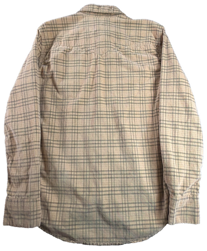Levi's Classic Western Shirt Men Medium Tan Plaid Pearl Snap Standard Fit Rodeo