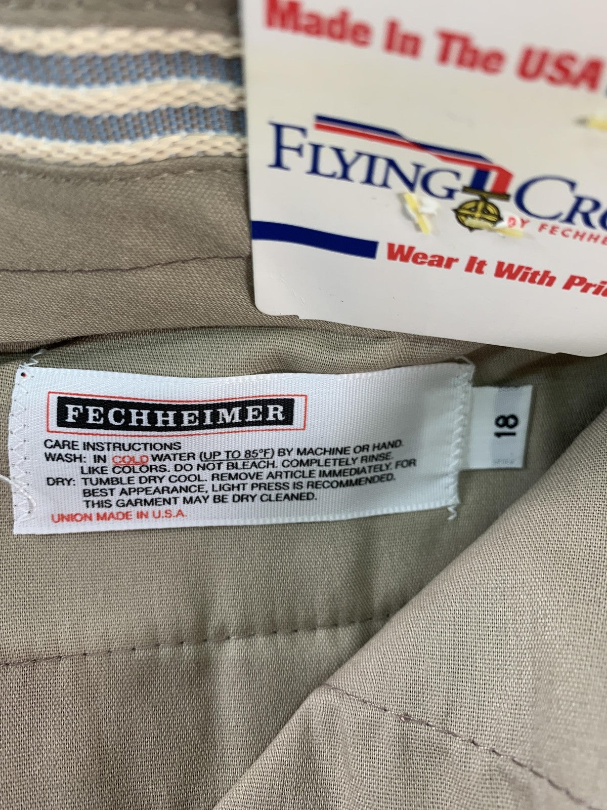 Flying Cross Pants Mens 18 Regular Brown Wool Blend Uniform Dress Made USA on