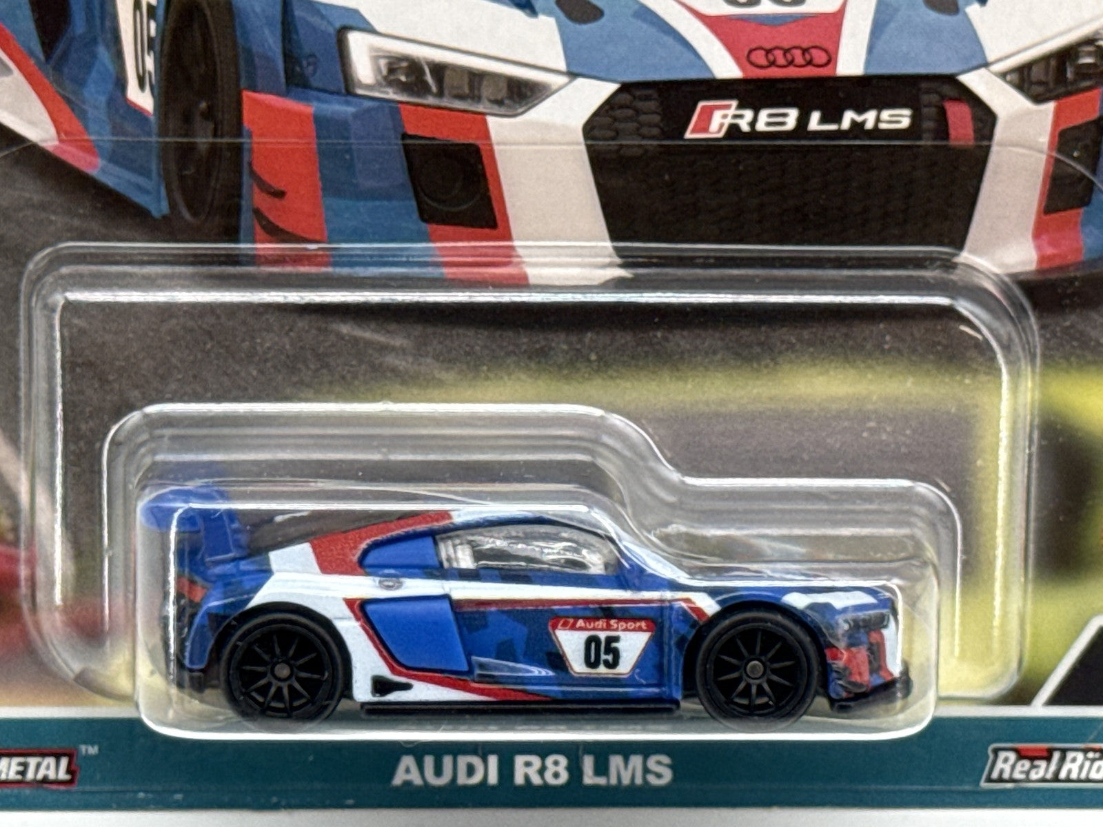 Hot Wheels Audi R8 LMS Race Day Diecast Car 1:64 Blue/White/Red Metal/Metal Real