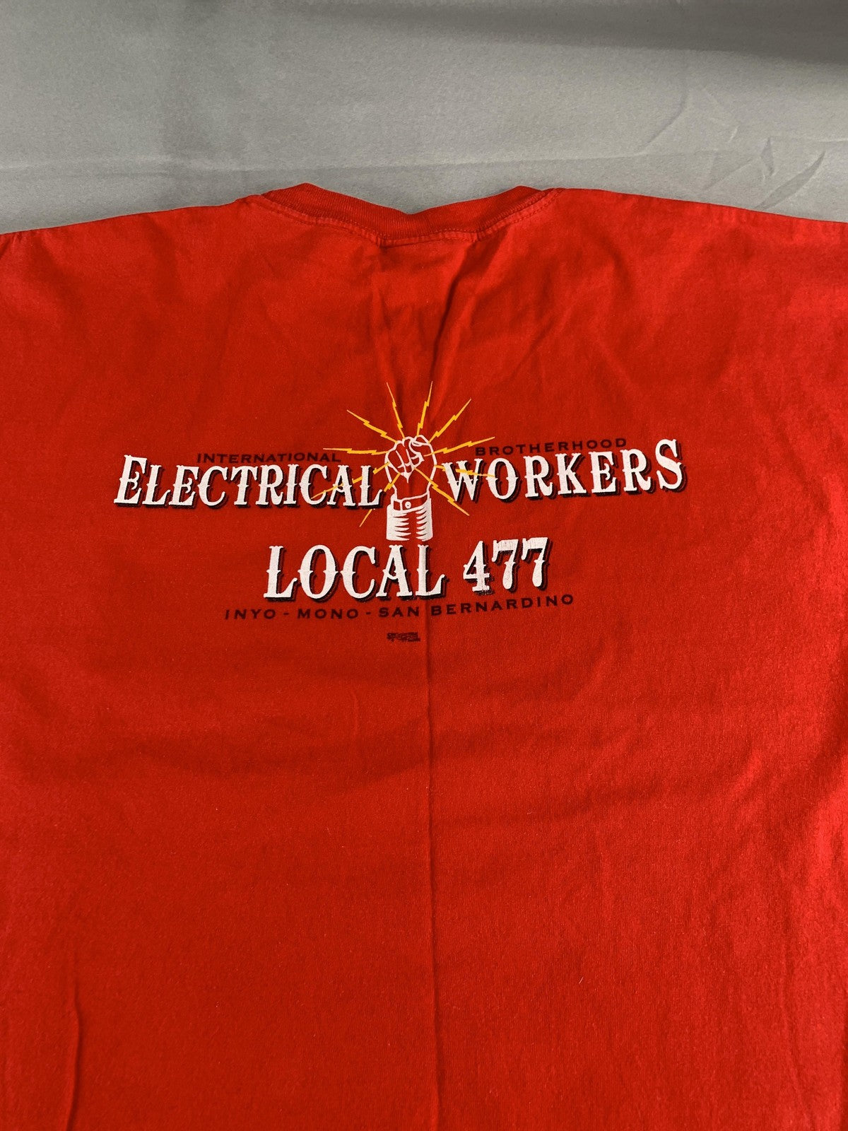 Electrical Workers Local 477 Shirt Mens XL Red Pocket Union Tee Made USA Cotton