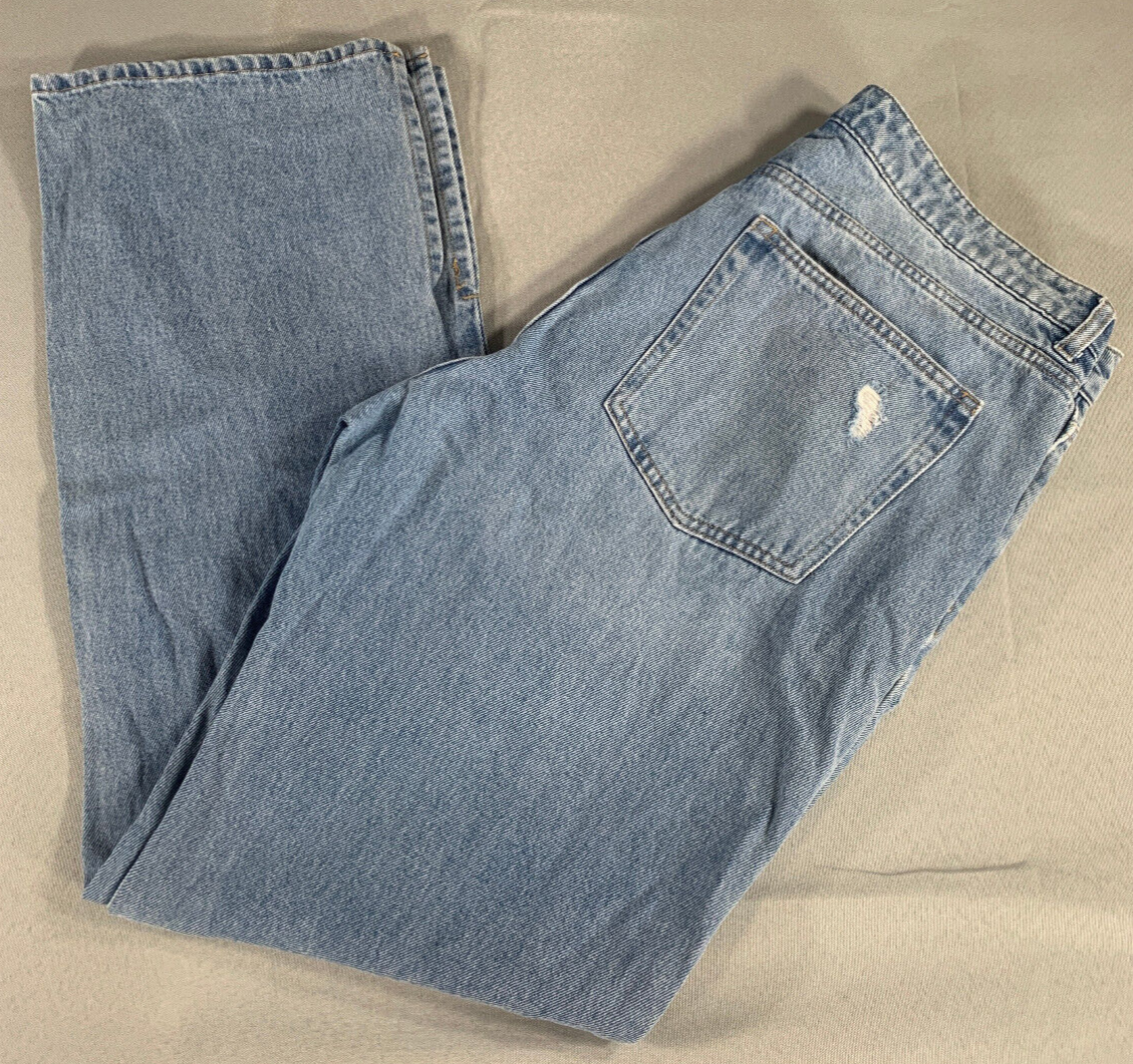 H&amp;M Bootcut Jeans Womens 34x28 Light Wash Side Slit Distressed Y2K Denim NWT