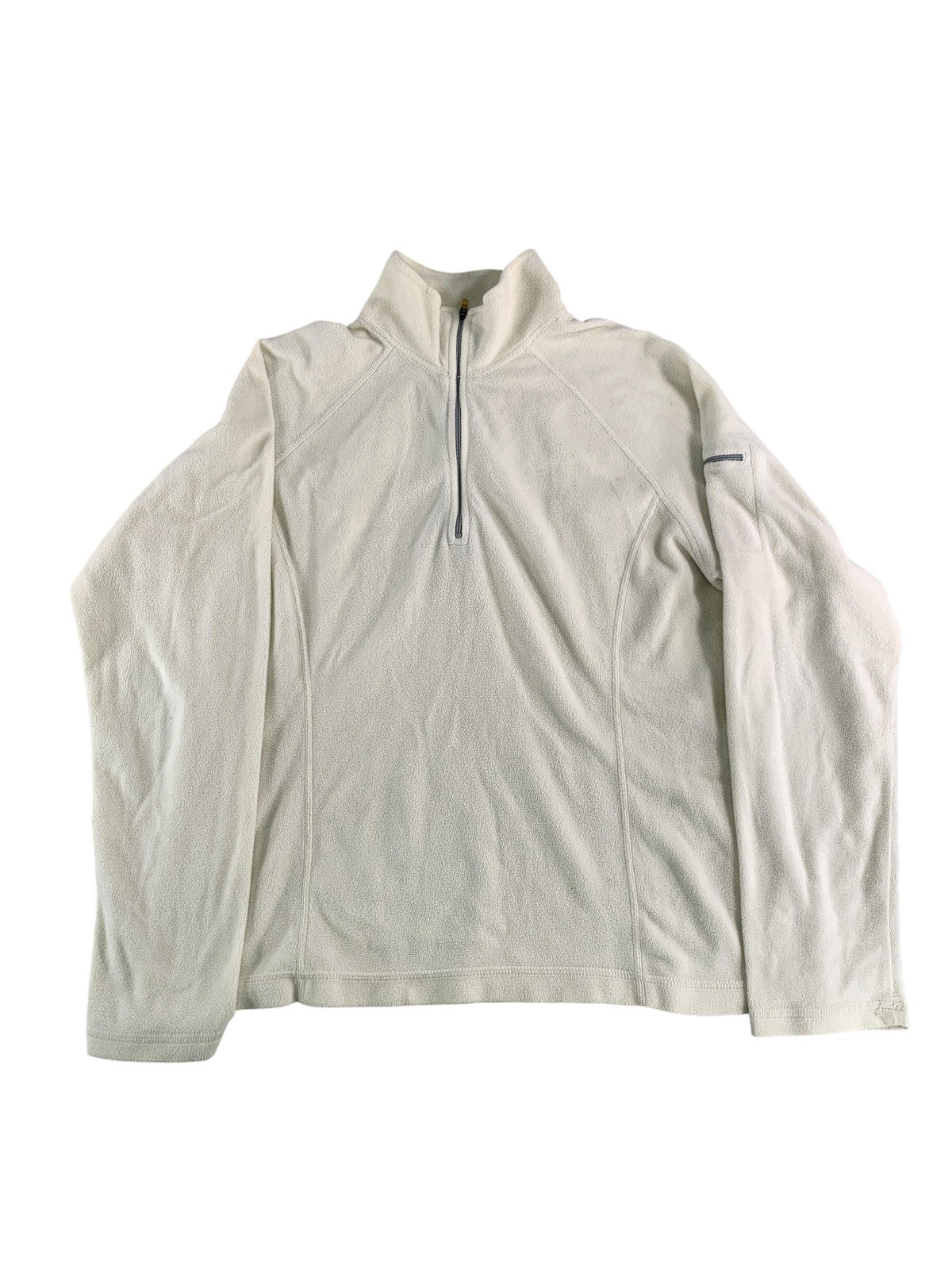 LL Bean Pullover Mens Medium Off White Fleece Half Zip Warm Lightweight Outdoors