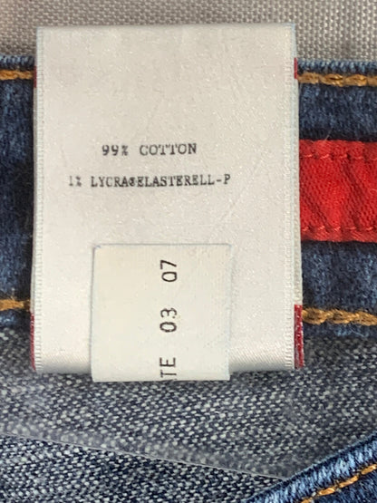 X2 Slim W10 Low Rise Flare Jeans Dark Wash Stretch Bootcut Embroidered Pocket