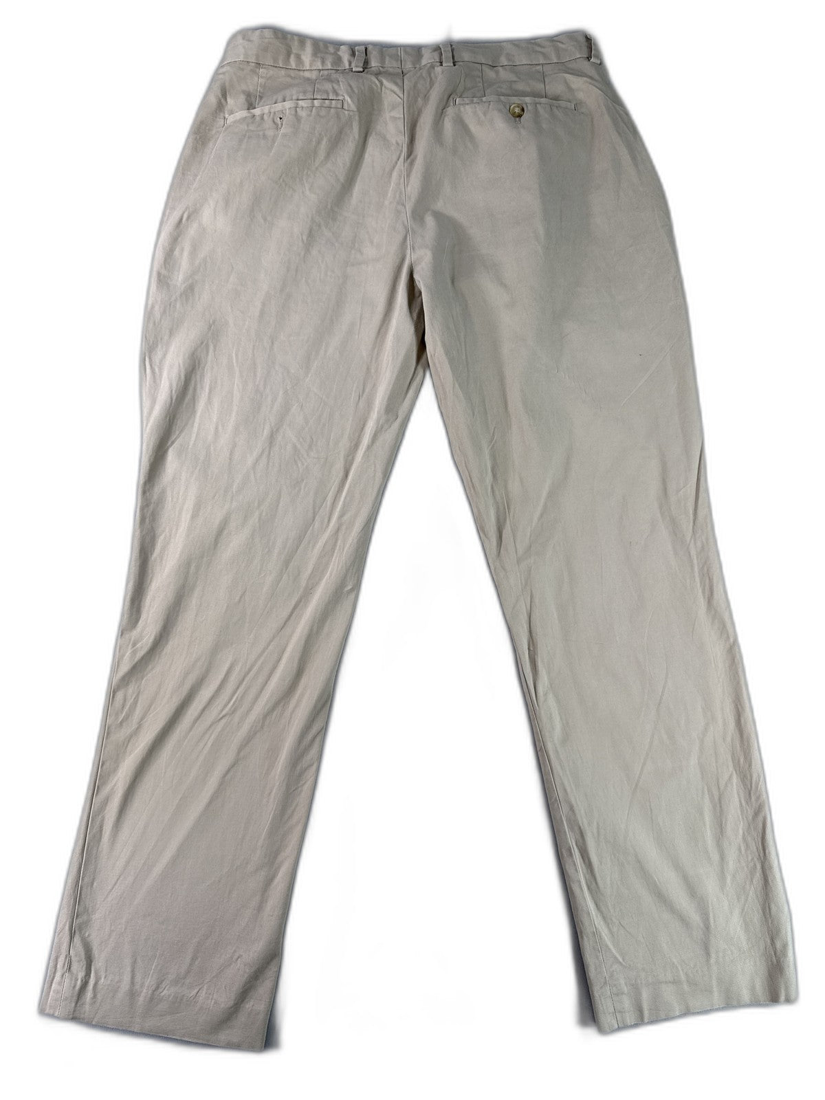 EXPRESS Chino Pants 34 34/32 Beige Cotton Spandex Flat Front Regular Fit Slim
