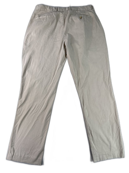 EXPRESS Chino Pants 34 34/32 Beige Cotton Spandex Flat Front Regular Fit Slim
