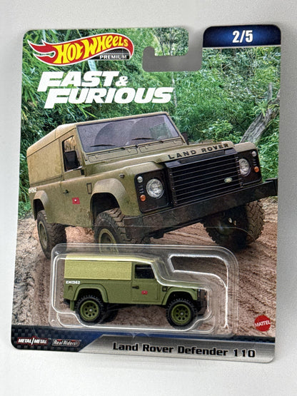 Hot Wheels Premium Fast Land Rover Defender Diecast Car Green Beige Metal Scale