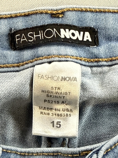 Fashion Nova P5215 AL Jeans 15 Light Blue Denim Slim Fit High Rise Stretch Women