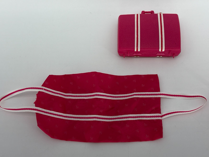 Vintage Barbie Doll Travel Set Suitcase Tote Garment Bag Pink Logo 1980s Mattel