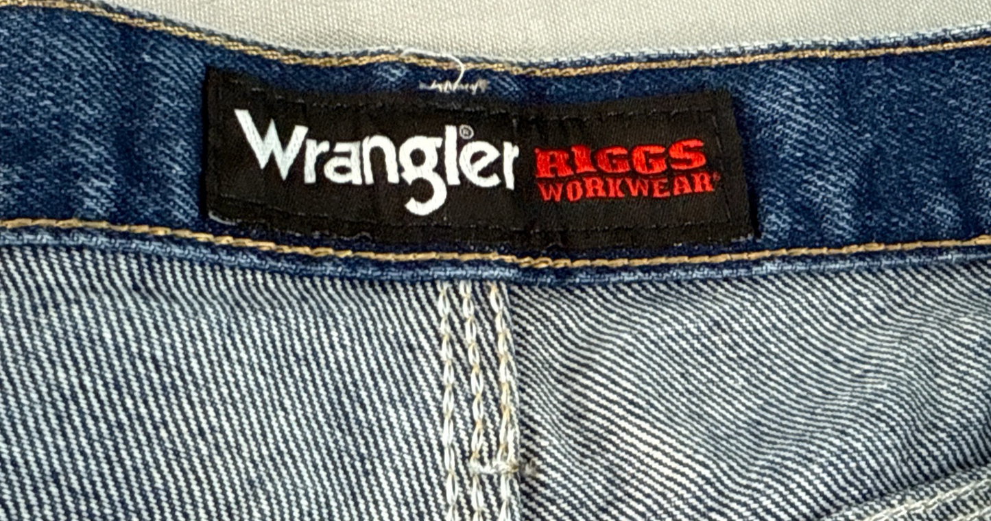 Wrangler Riggs Workwear Jeans Men 44x32 Carpenter Relaxed Fit Blue Denim