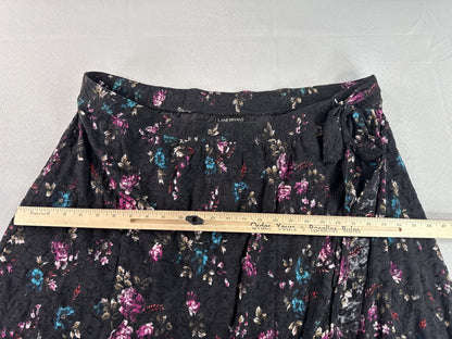 Lane Bryant Line Skirt 22 Plus 22/24 Black Floral Lace Elastic Waistband Nylon