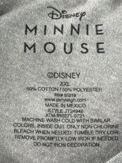 Disney Minnie Mouse Graphic Tee Gray XXL 50/50 Cotton Polyester