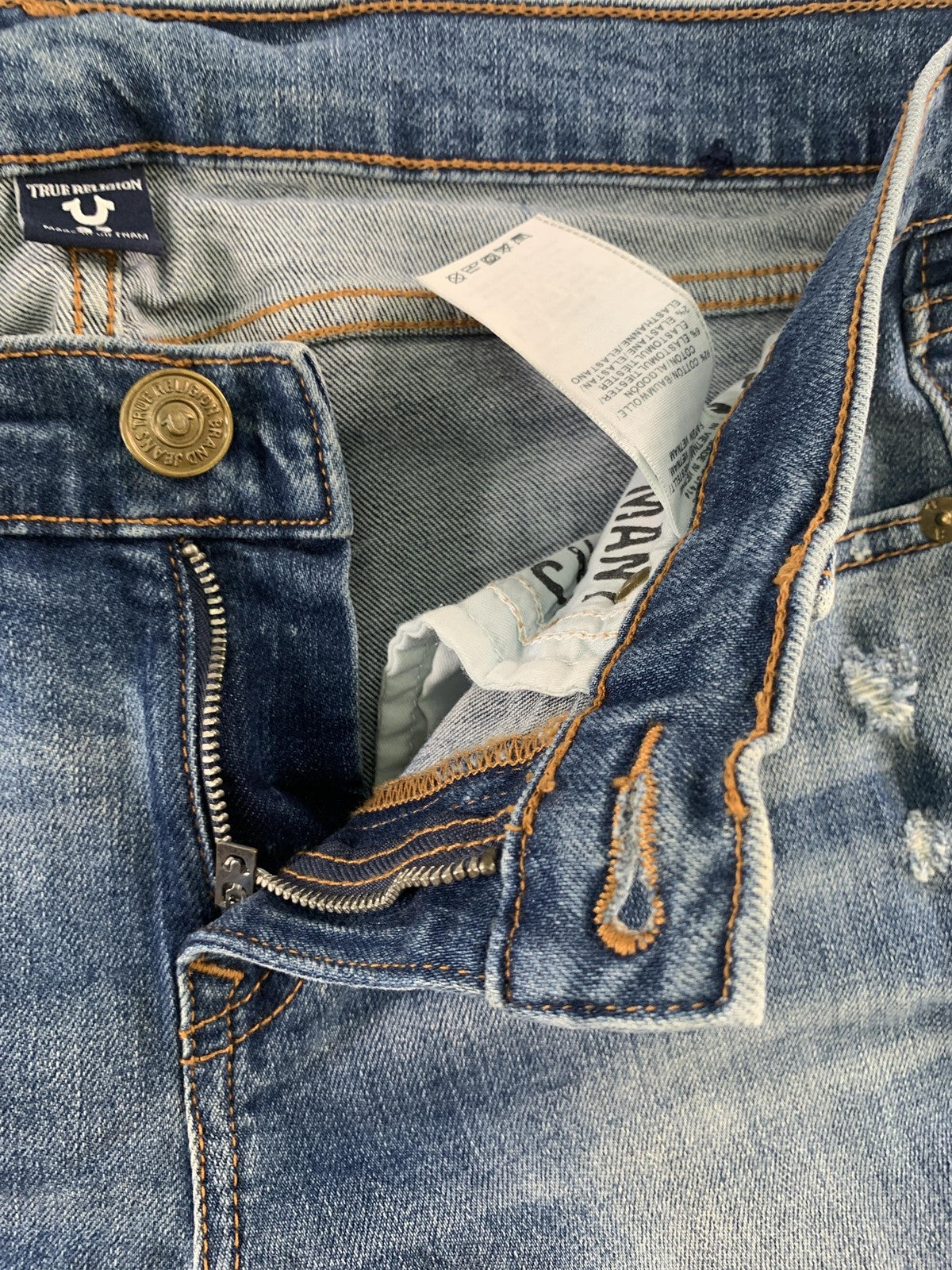 True Religion Jeans Womens 27 Sara Cigarette Distressed Zipper Hem Frayed Edge D