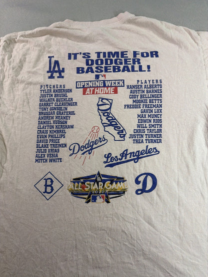 Dodgers Opening Week 2022 Shirt LA MLB Large White Graphic Tee Roster Back NWT
