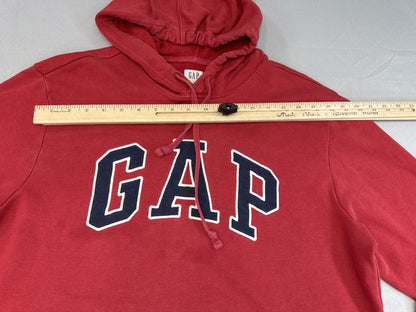 GAP Logo Pullover Hoodie Sweatshirt L Red Cotton Blend Long Sleeve Graphic
