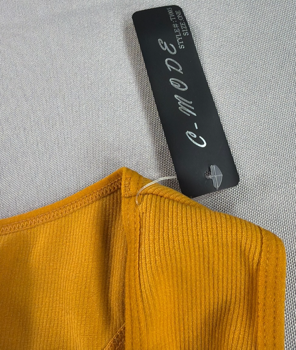 C-Mode Ribbed Racerback Tank Top Mustard Yellow Nylon Spandex Scoop Neck NWT
