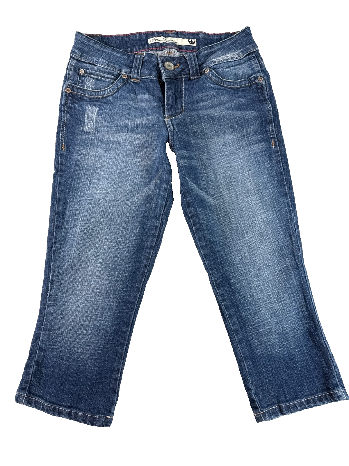 True Freedom Capri Jeans Juniors 3 Blue Denim Stretch Cropped Bootcut Pants