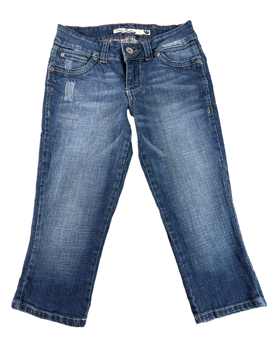 True Freedom Capri Jeans Juniors 3 Blue Denim Stretch Cropped Bootcut Pants