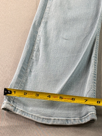 H&M Girls 13-14Y Flared Bootcut Jeans Light Wash Blue Stretch High Rise Denim