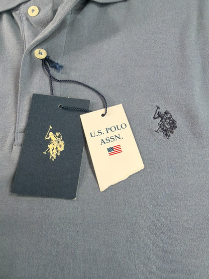US Polo Assn Polo Shirt Mens XL Blue Gray Cotton Classic Logo Casual Preppy