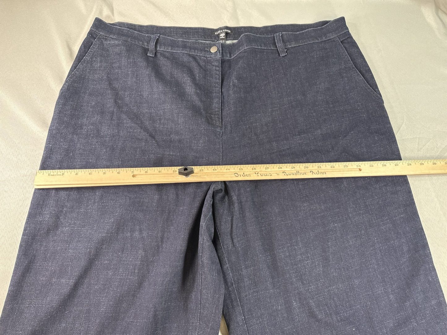 EILEEN FISHER Denim Shorts USA 3X CAN Dark Blue Regular Fit Pocketed Zipper Jean
