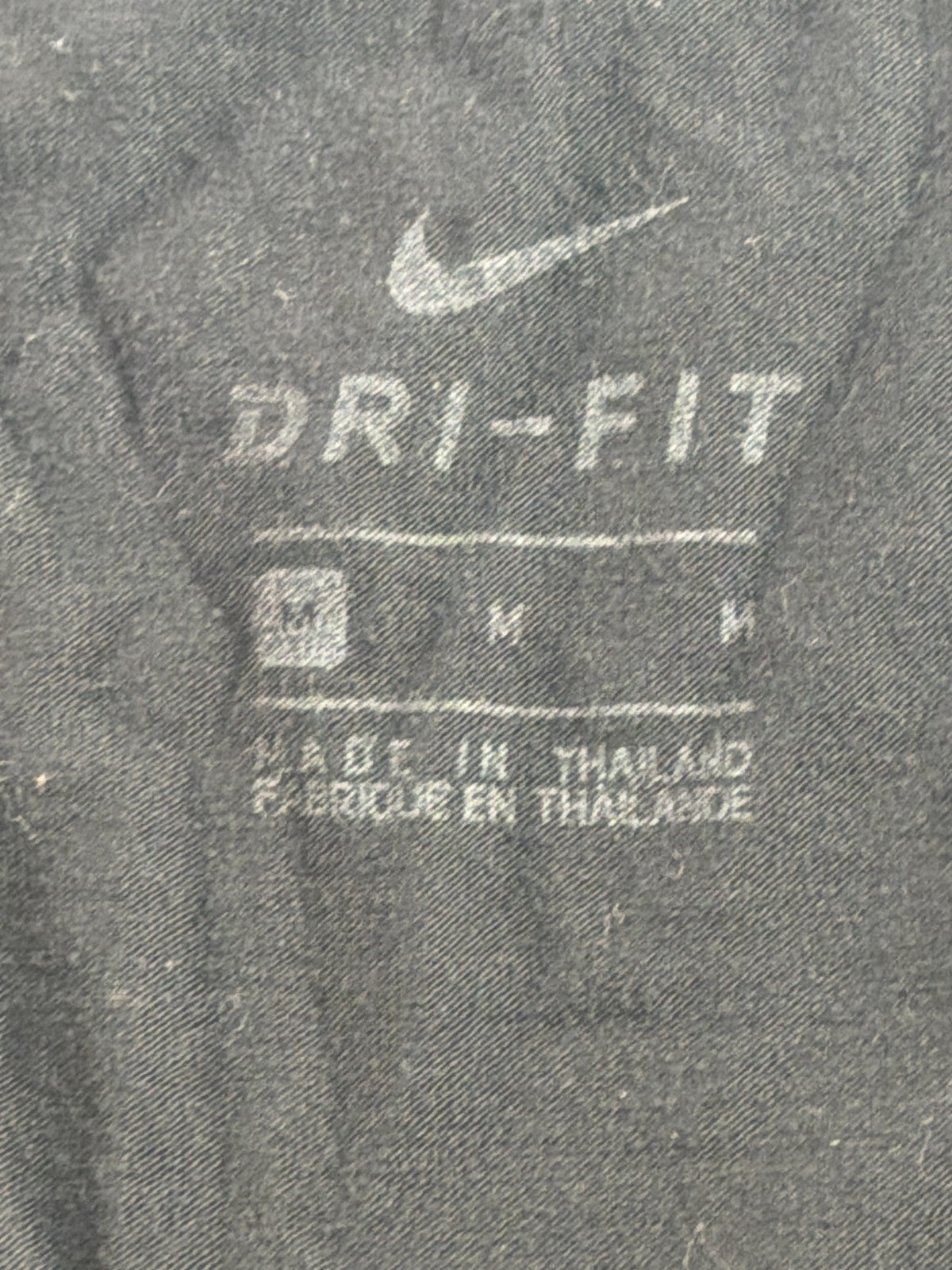 Nike Dri-Fit Womens Medium Black Plain Swoosh Athletic Short Sleeve Active Tee