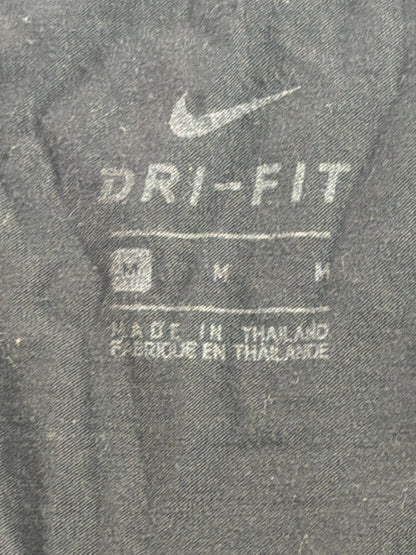 Nike Dri-Fit Womens Medium Black Plain Swoosh Athletic Short Sleeve Active Tee