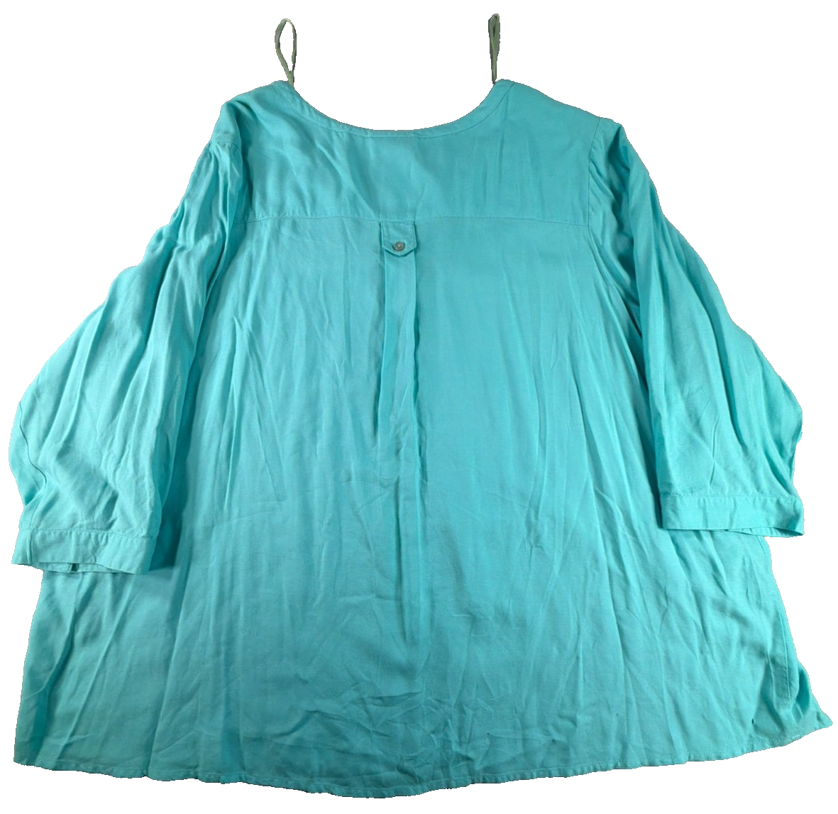 Avenue Aqua Rayon Peasant Blouse Womens 22/24 Plus Roll Tab Tunic Top Boho