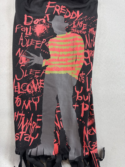 Nightmare on Elm Street Punk Leggings LG Women Black Graphic Fringe Elastic