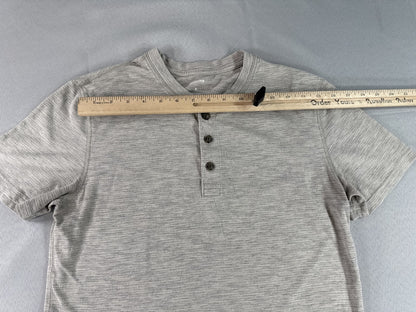 SONOMA Henley Shirt S Gray Cotton Blend Short Sleeve Soft Solid VN Mens Relaxed
