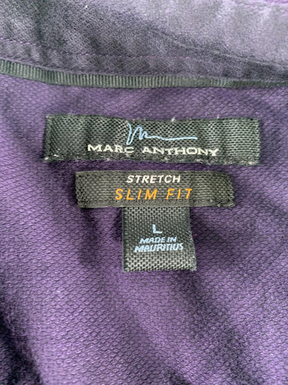 Marc Anthony Shirt Mens Large Purple Stretch Slim Fit Long Sleeve Button Front